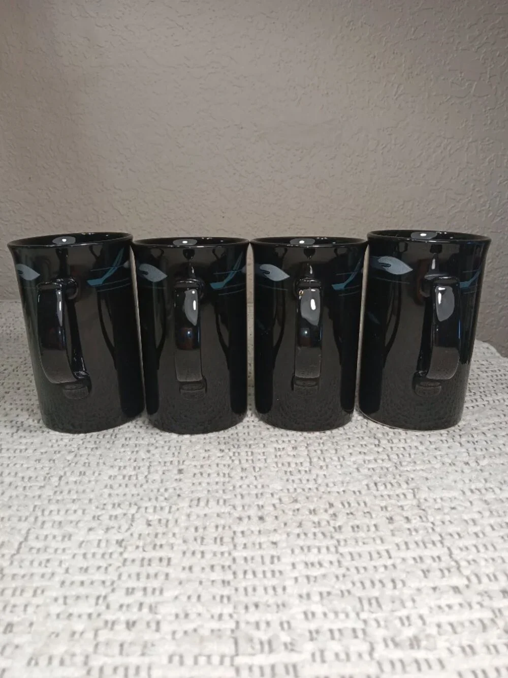 Mikasa Galleria Opus Black FK701 Calla Lily vintage lot set of 4 cappuccino mugs